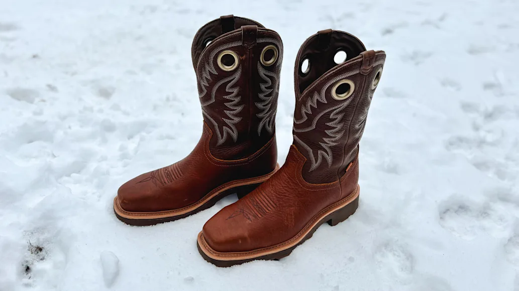 Tecovas LongHaul Work Boots in snow