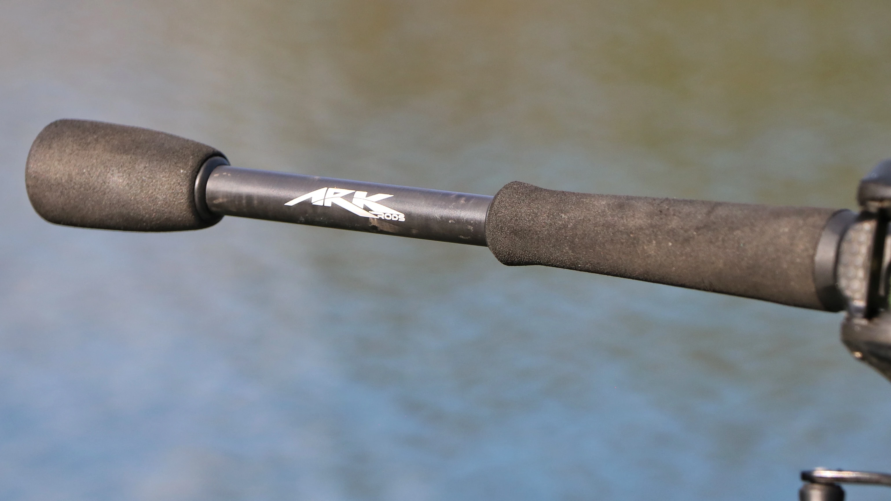 The butt end of the Ark Catalyzer fishing rod