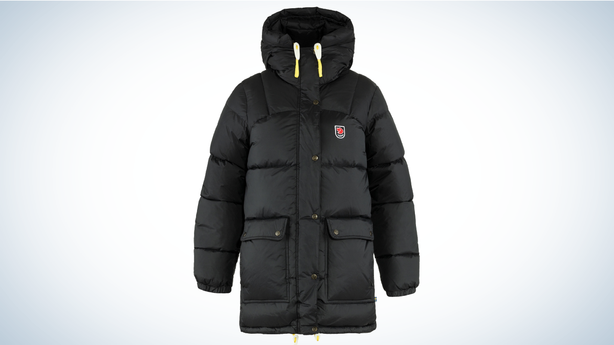 Fjallraven Expedition Down Jacket on gray and white background