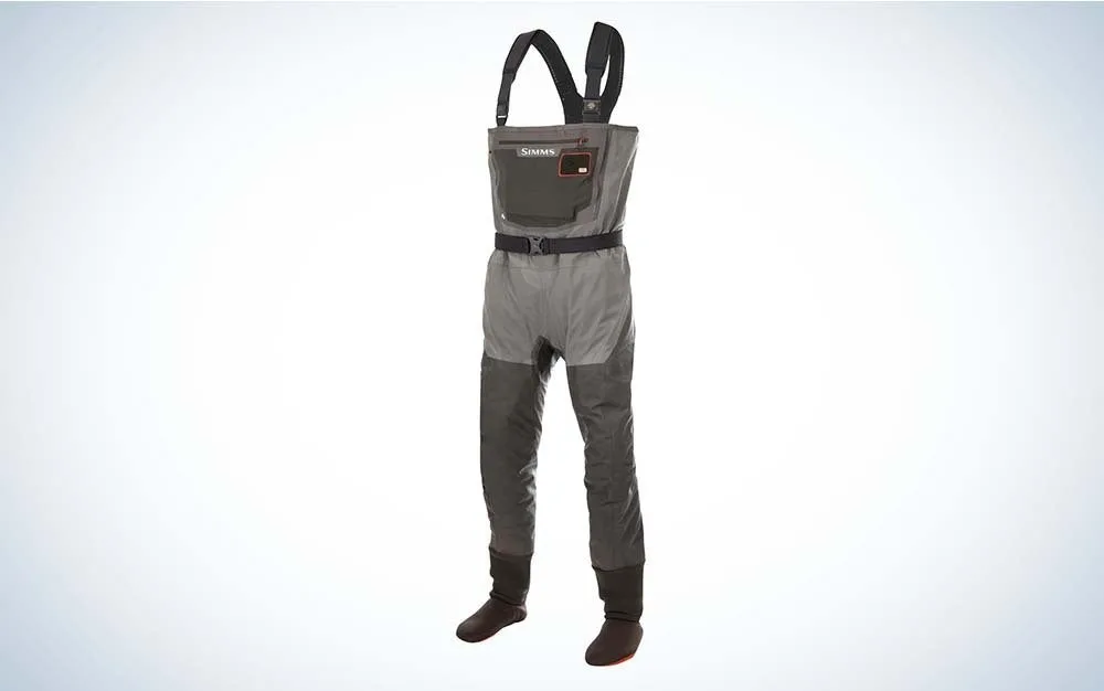 Simms G3 wader on blue and white background