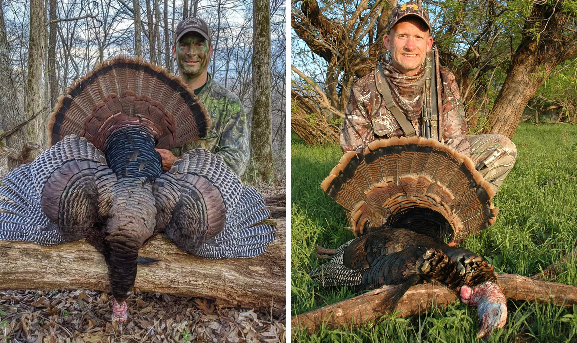 Turkey hunters Shane Simpson and Brian Lovett show of a pair of spring gobblers.