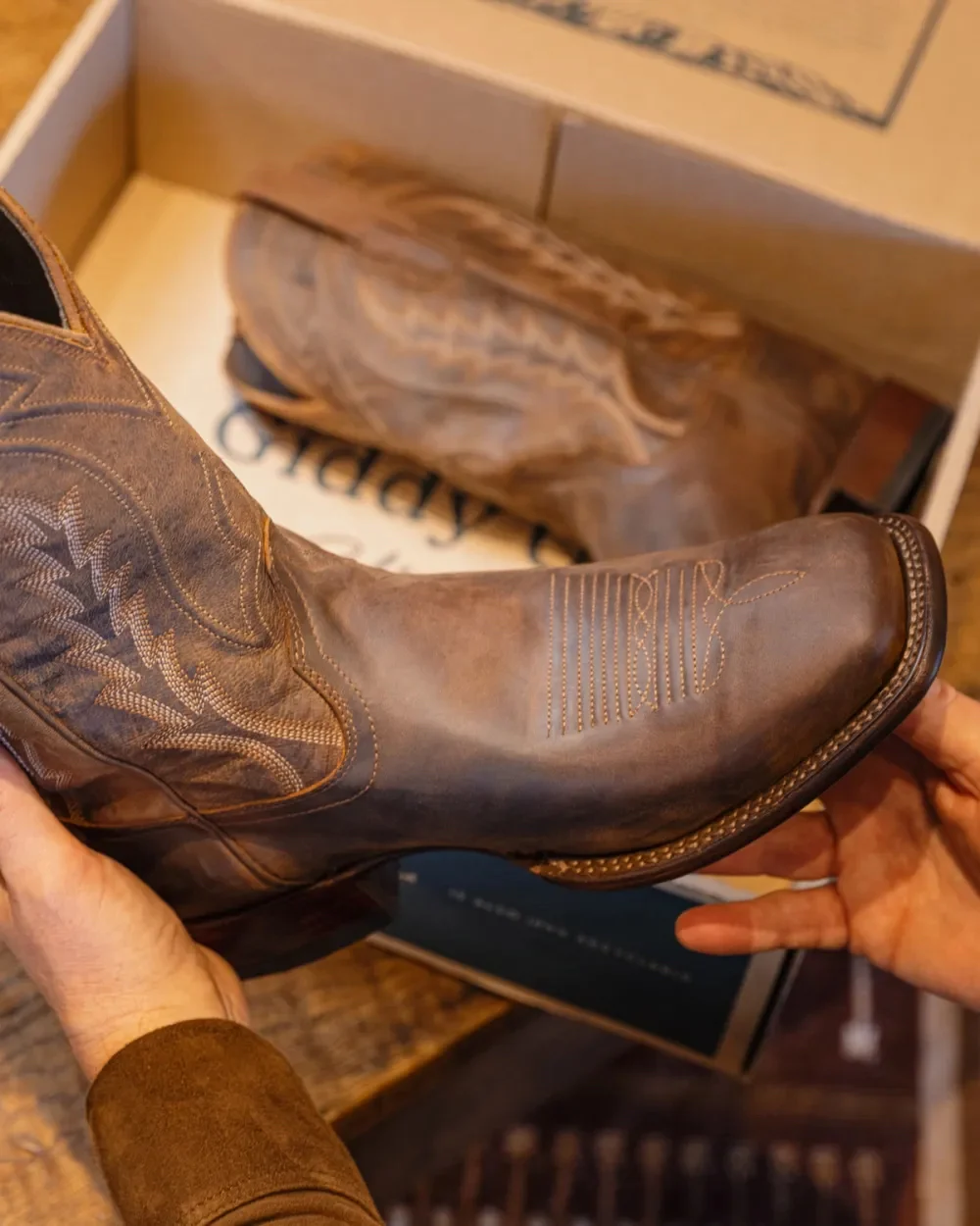 Tecovas cowboy boots in box