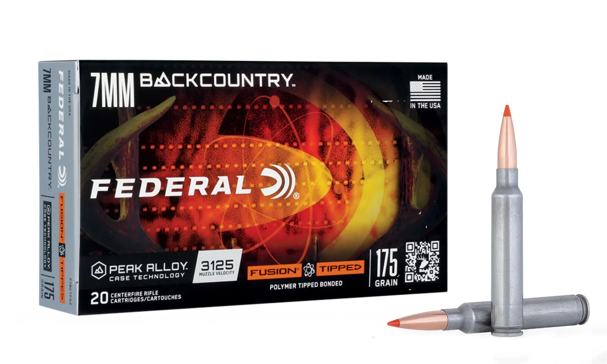 Federal 7mm Backcountry ammo on a white background.