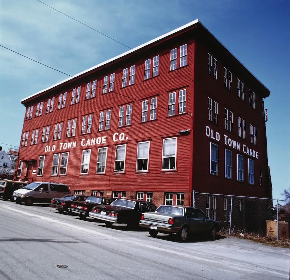 Historic Old Town Canoe Co. factory on the Penobscot River in Maine