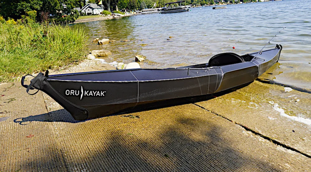 Oru Beach LT Sport Kayak on boat ramp