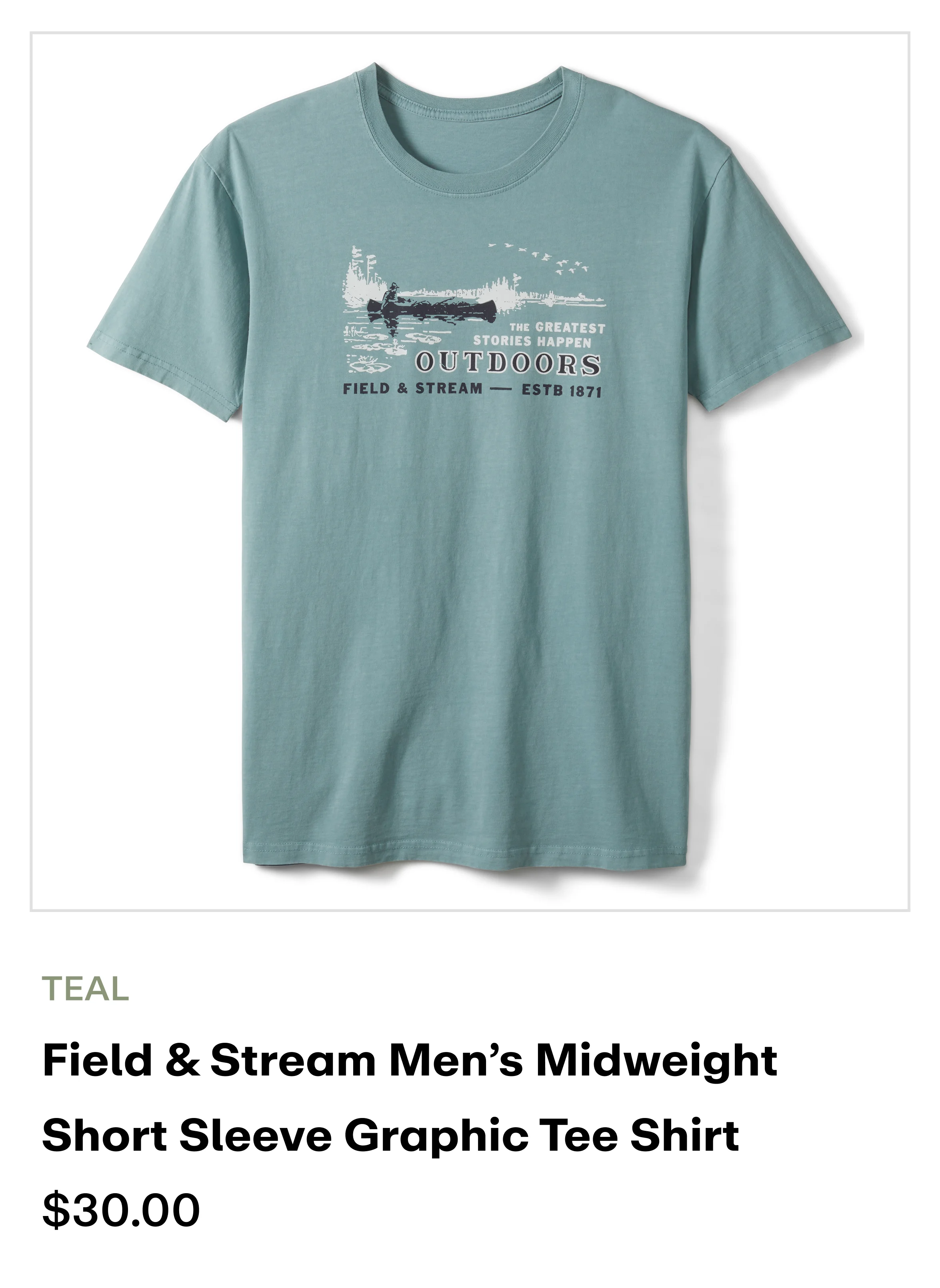 Field & Stream Men's Short Sleeve Graphic Tee Shirt - teal