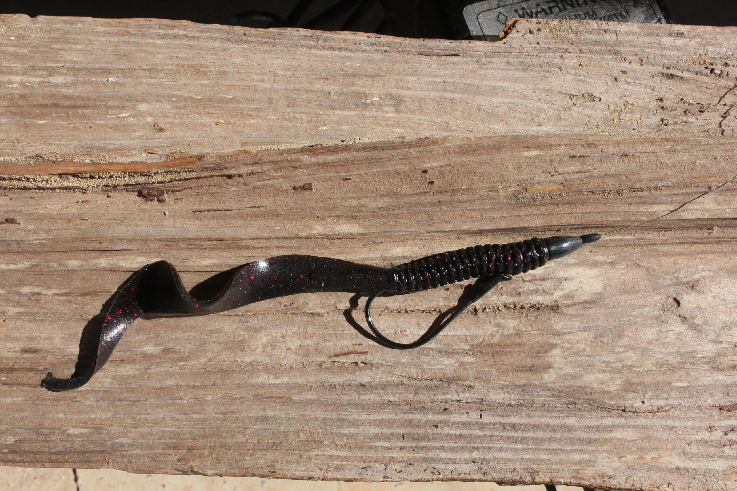 photo of a large Texas-rigged plastic worm