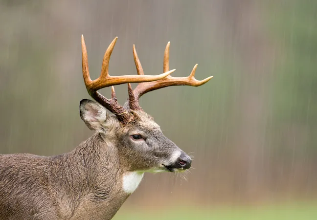 Whitetail deer in the rain