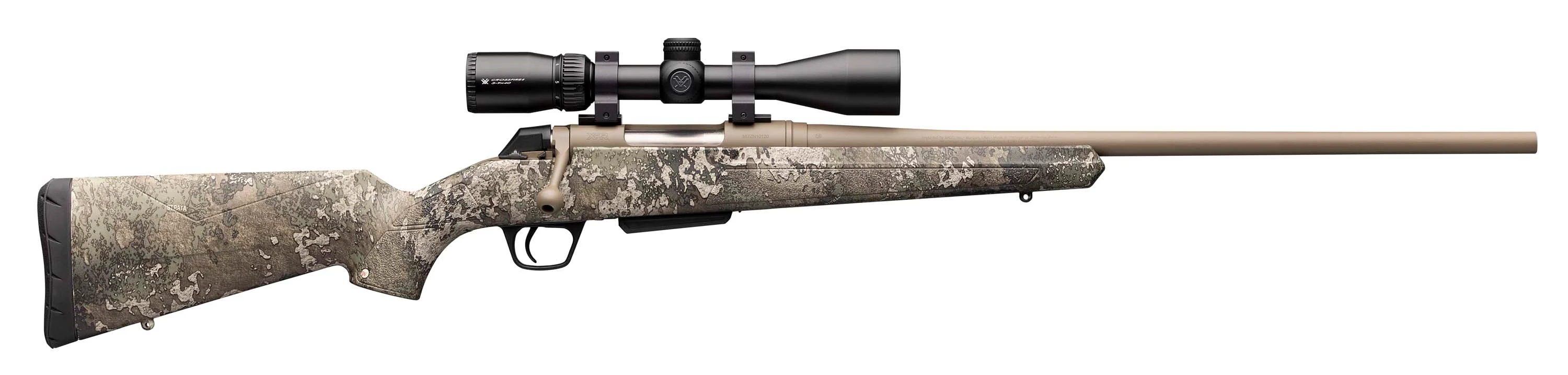 Winchester XPR Hunter (Scope Combo) True Timber Strata rifle on a white background.