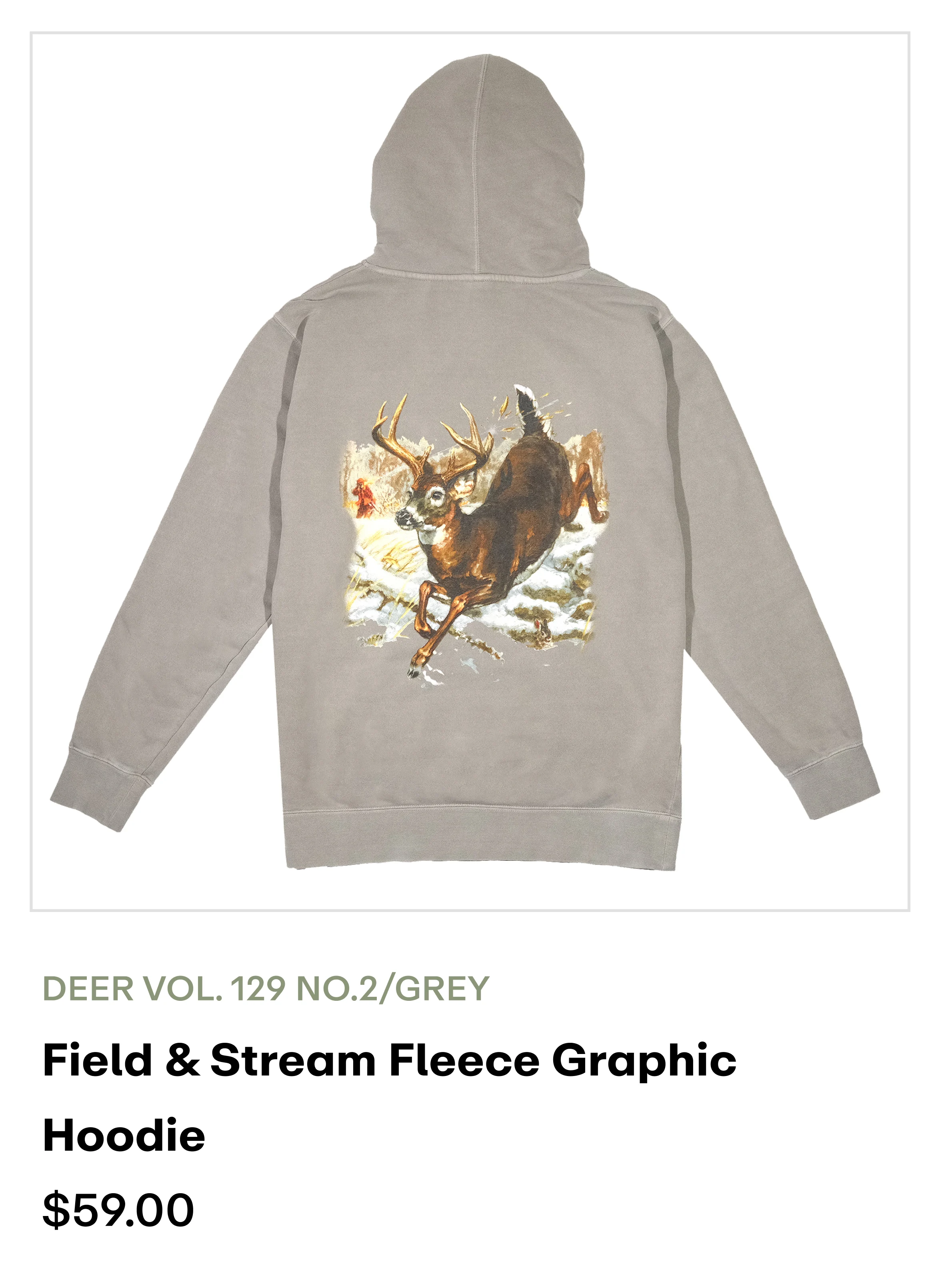 Field & Stream Fleece Graphic Hoodie - Deer Vol. 129 No. 2/Grey