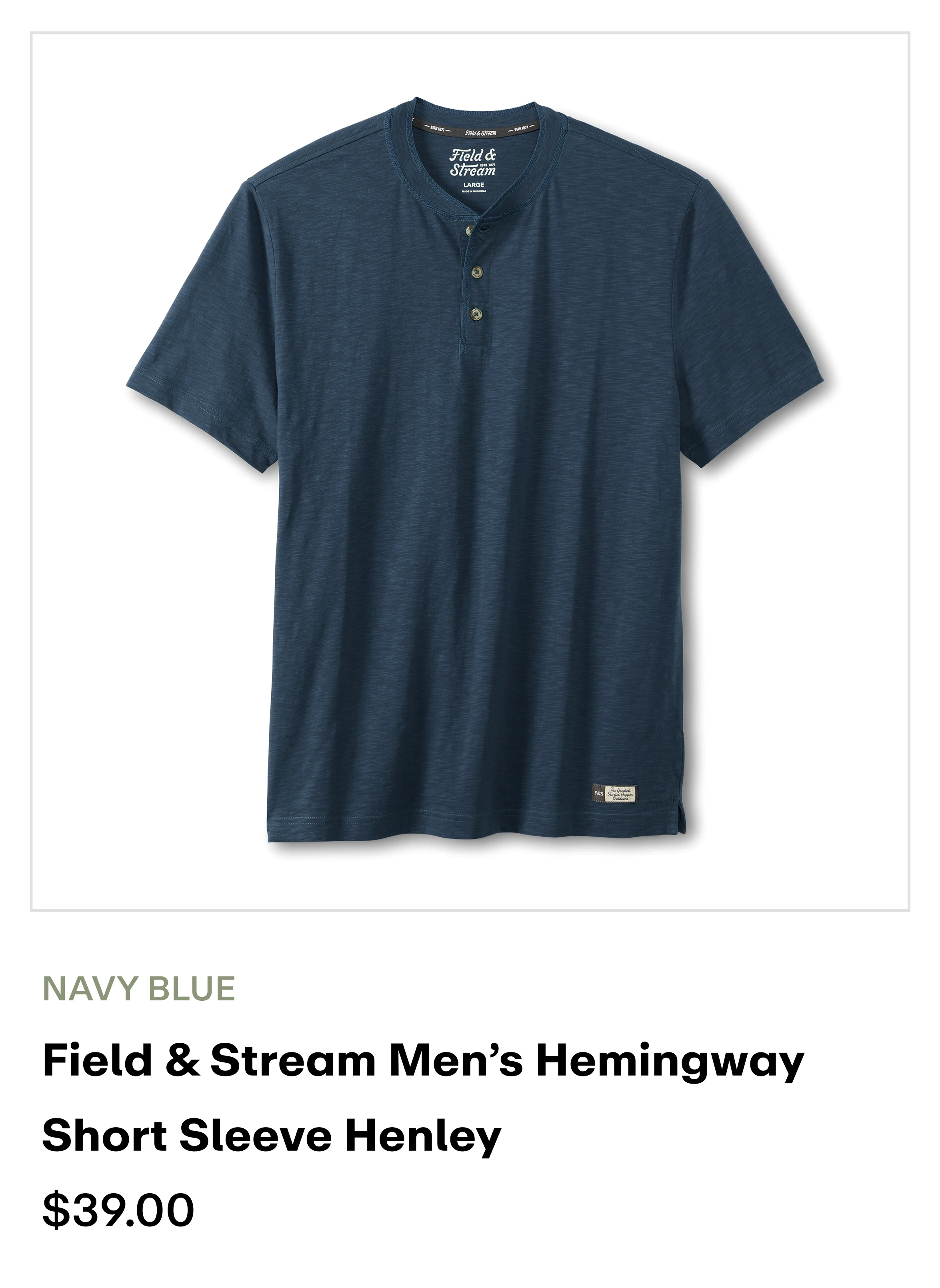 Amazon - Men's Hemingway LS Henley- Navy Blue