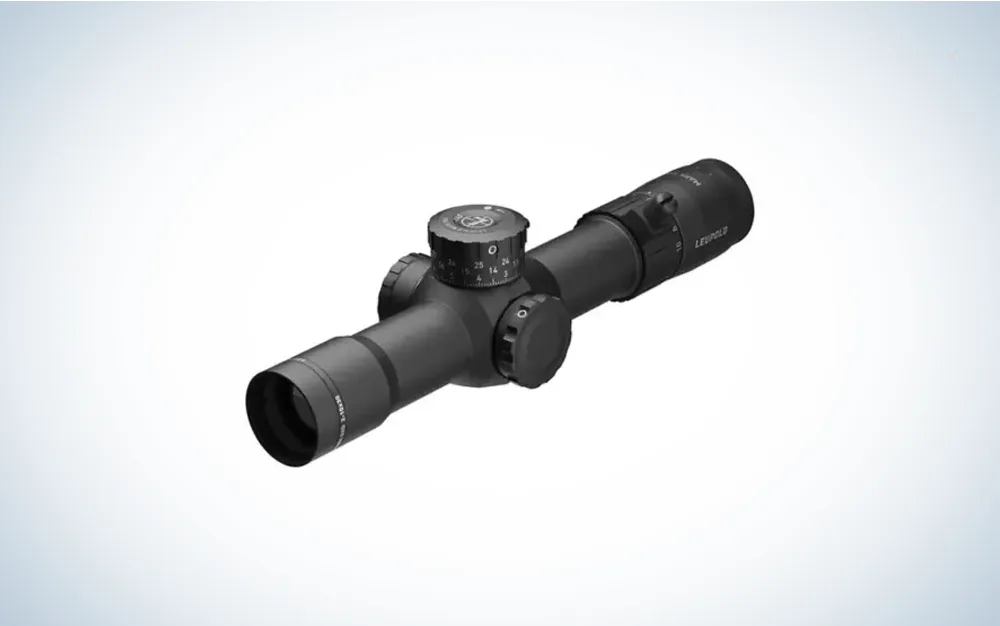 Leupold Mark 5HD 2-10x30 M5C3 TMR Riflescope on blue and white background