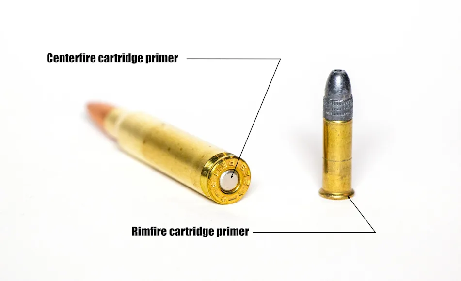 Rimfire vs centerfire ammo.