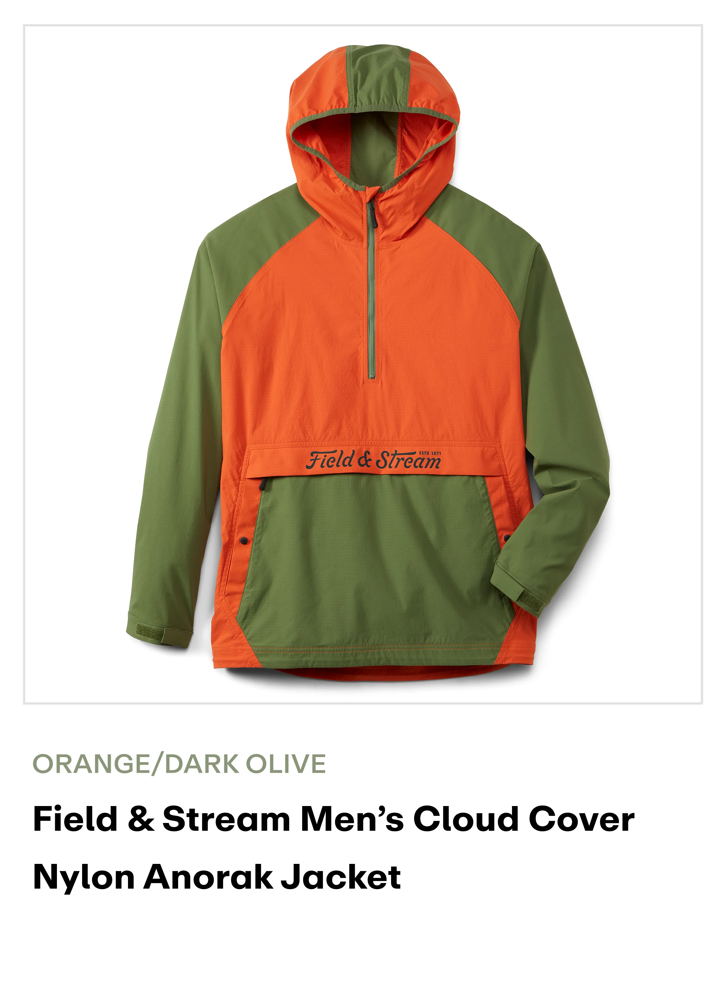amazon - Cloud Cover Nylon Anorak Jacket - orange/olive green