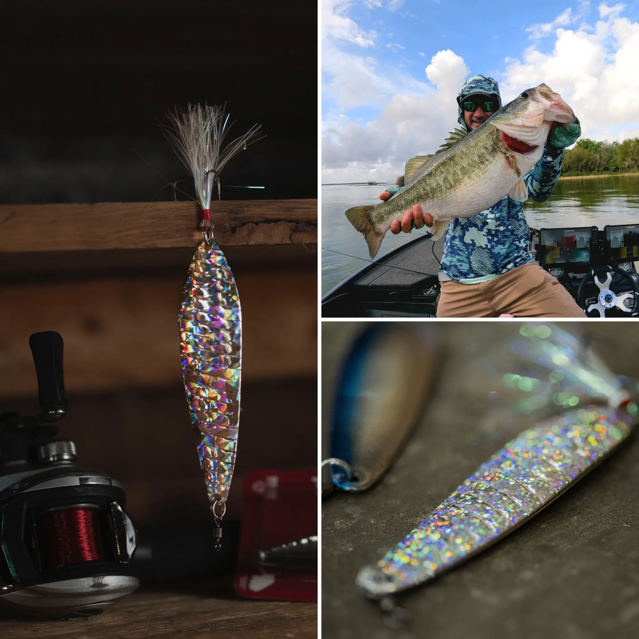 From left clockwise: A traditional silver flutter spoon, Meisenheimer with a big largemouth, another average sized flutter spoon.