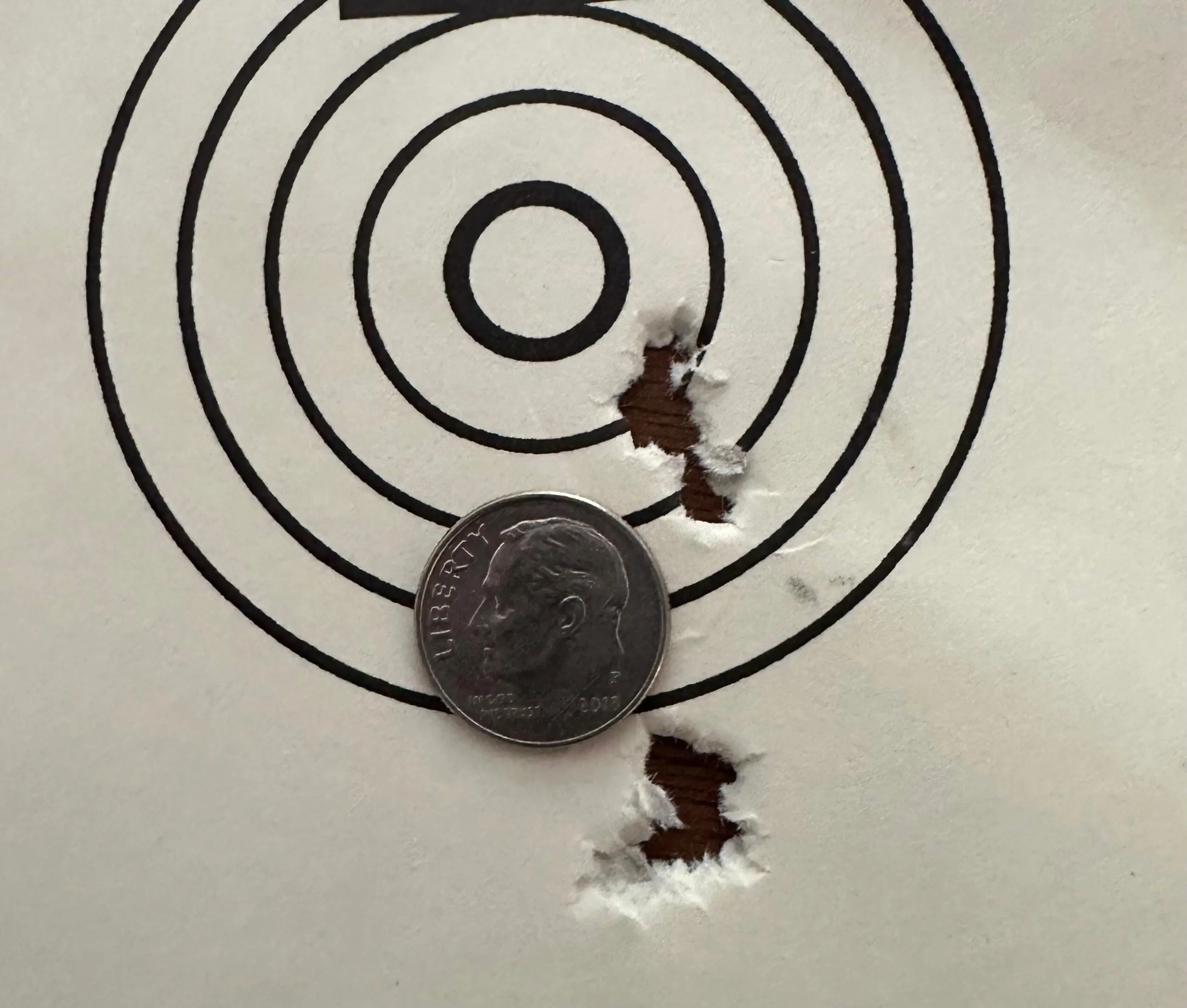 The Uamerx Komplete grouping at 25 yards with FX pellets.