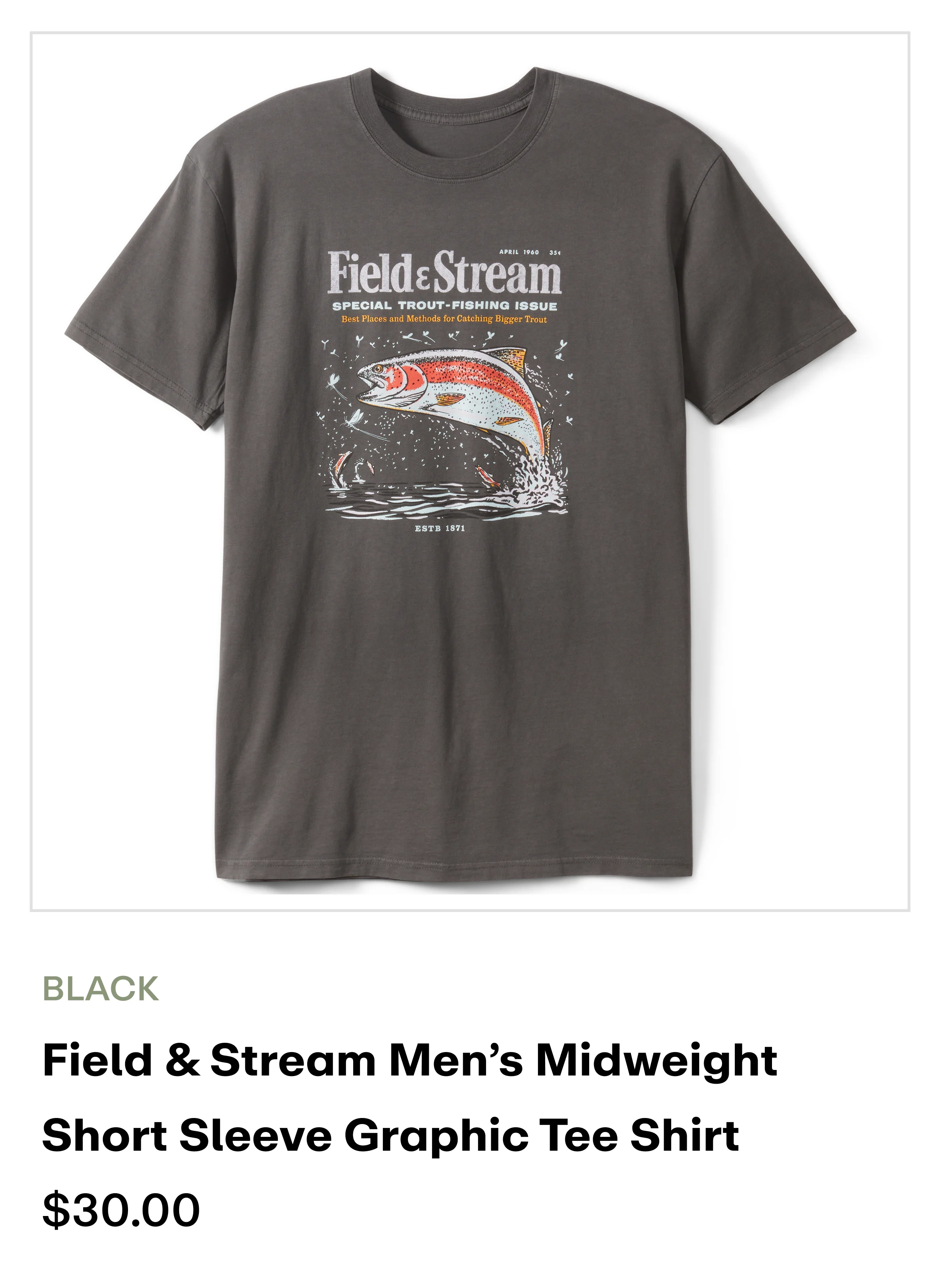 Field & Stream Men's Short Sleeve Graphic Tee Shirt - Black