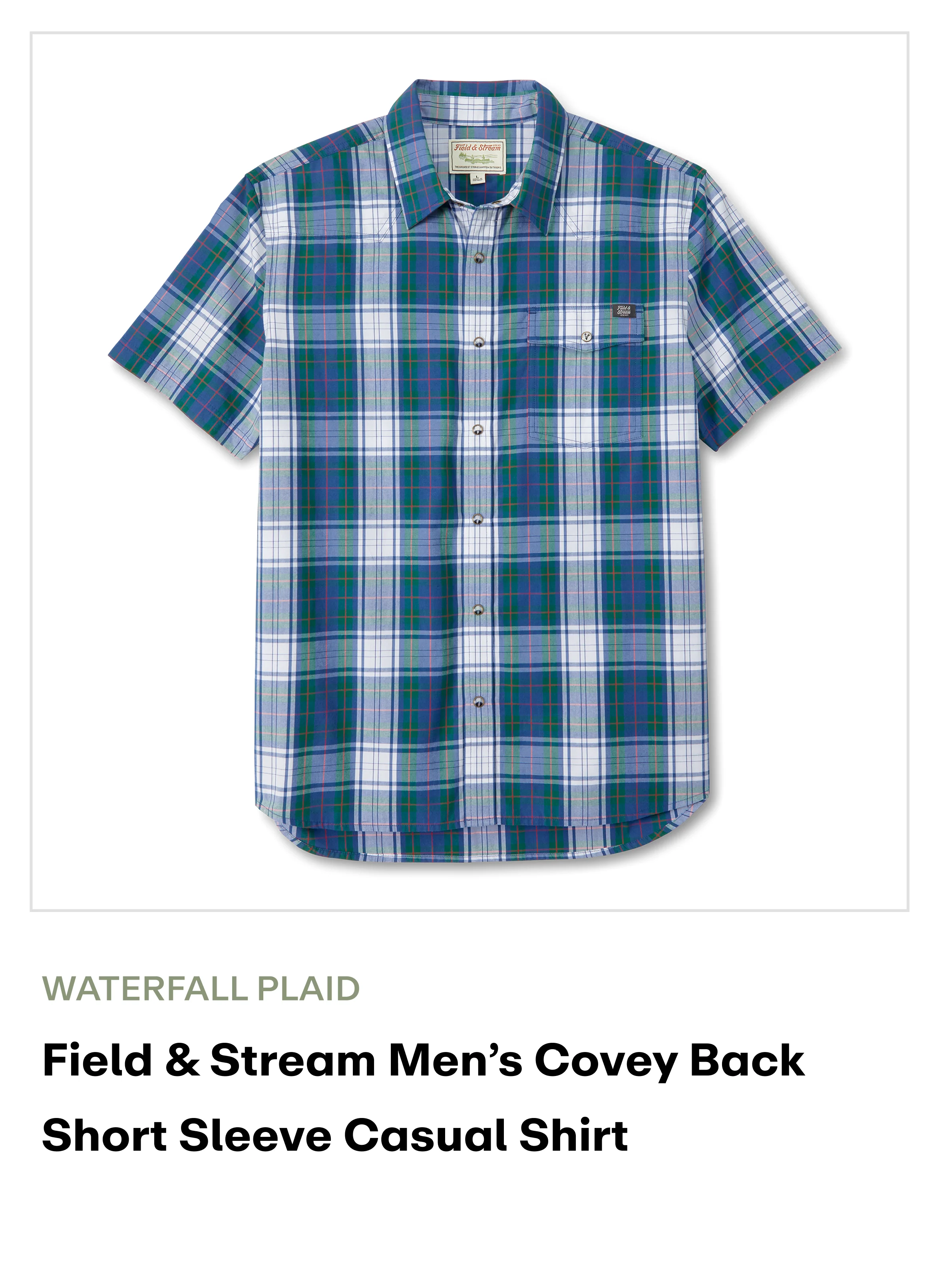 Amazon - Covey back SS Casual shirt-WATERFALL PLAID