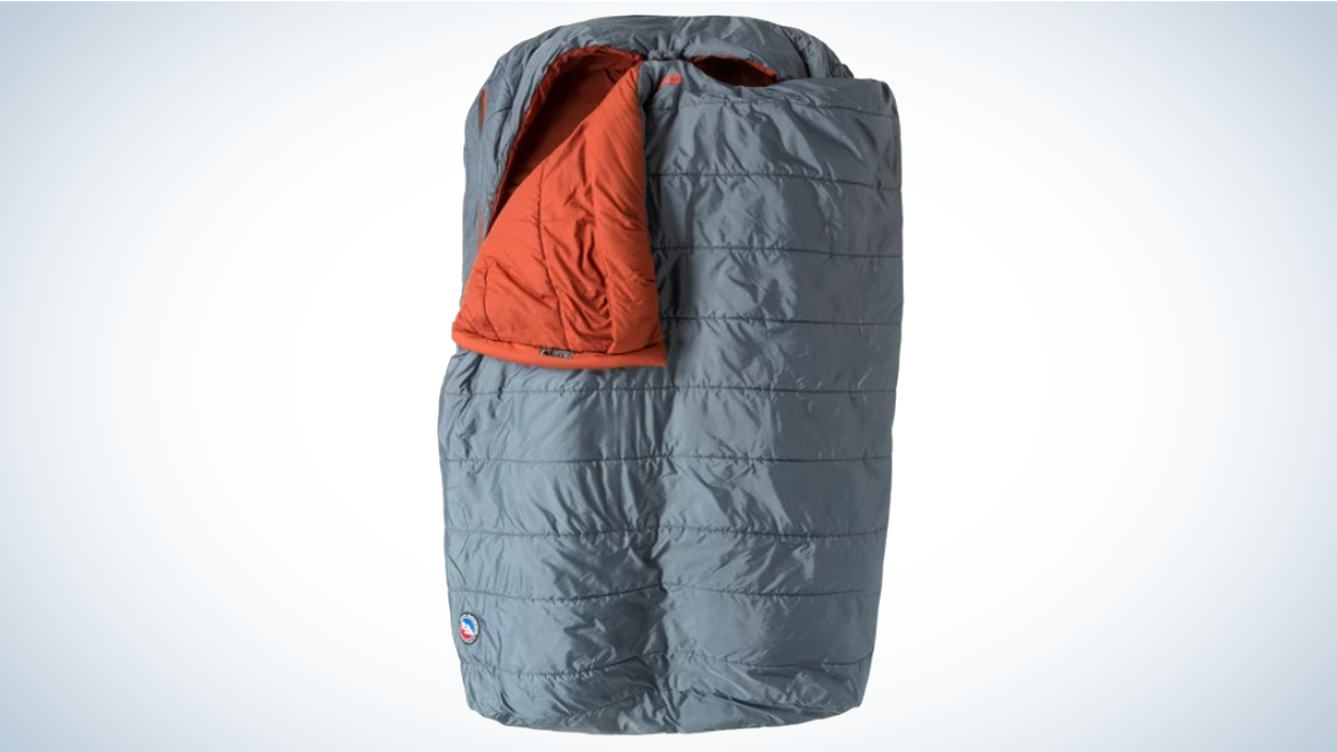 Big Agnes Dream Island Double Sleeping Bag on gray and white background
