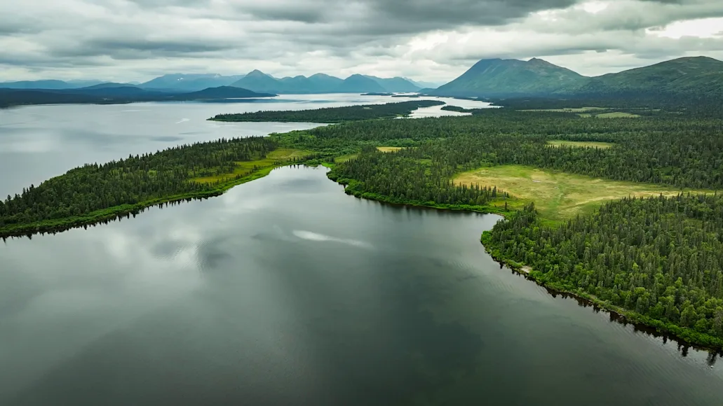 An aerial photo from Bristol Bay, Alaska.
