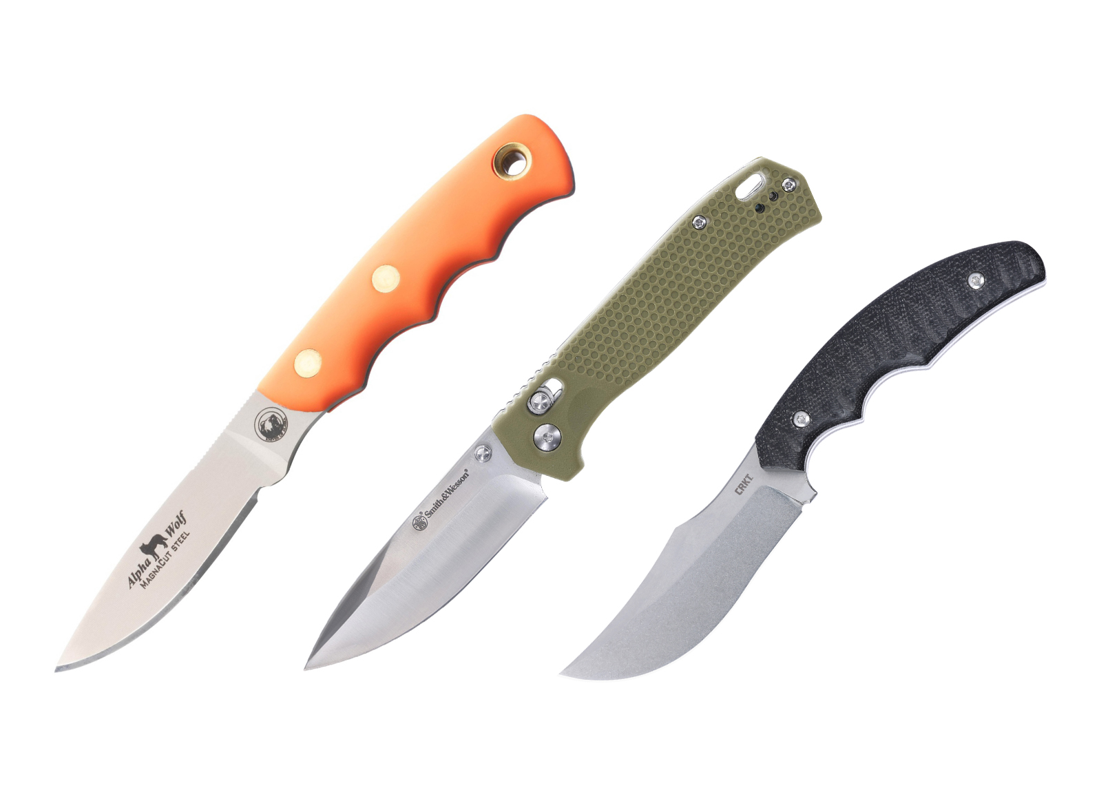 Three new knives from 2026 SHOT Show on white background. 