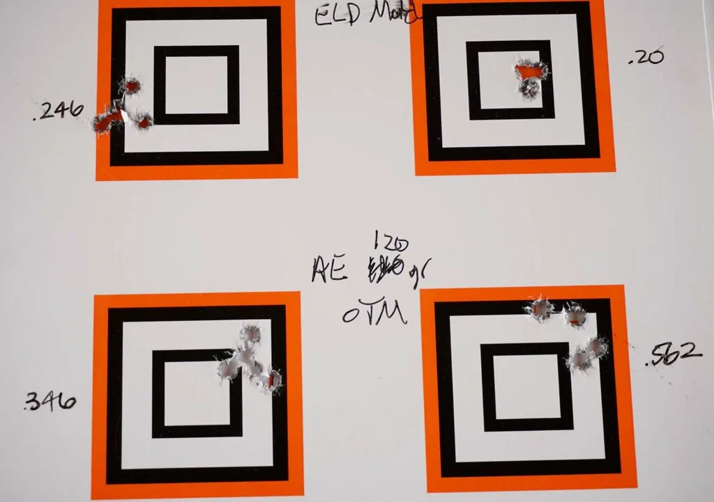 Three sub-half-MOA groups from a 6.5 Creedmoor.