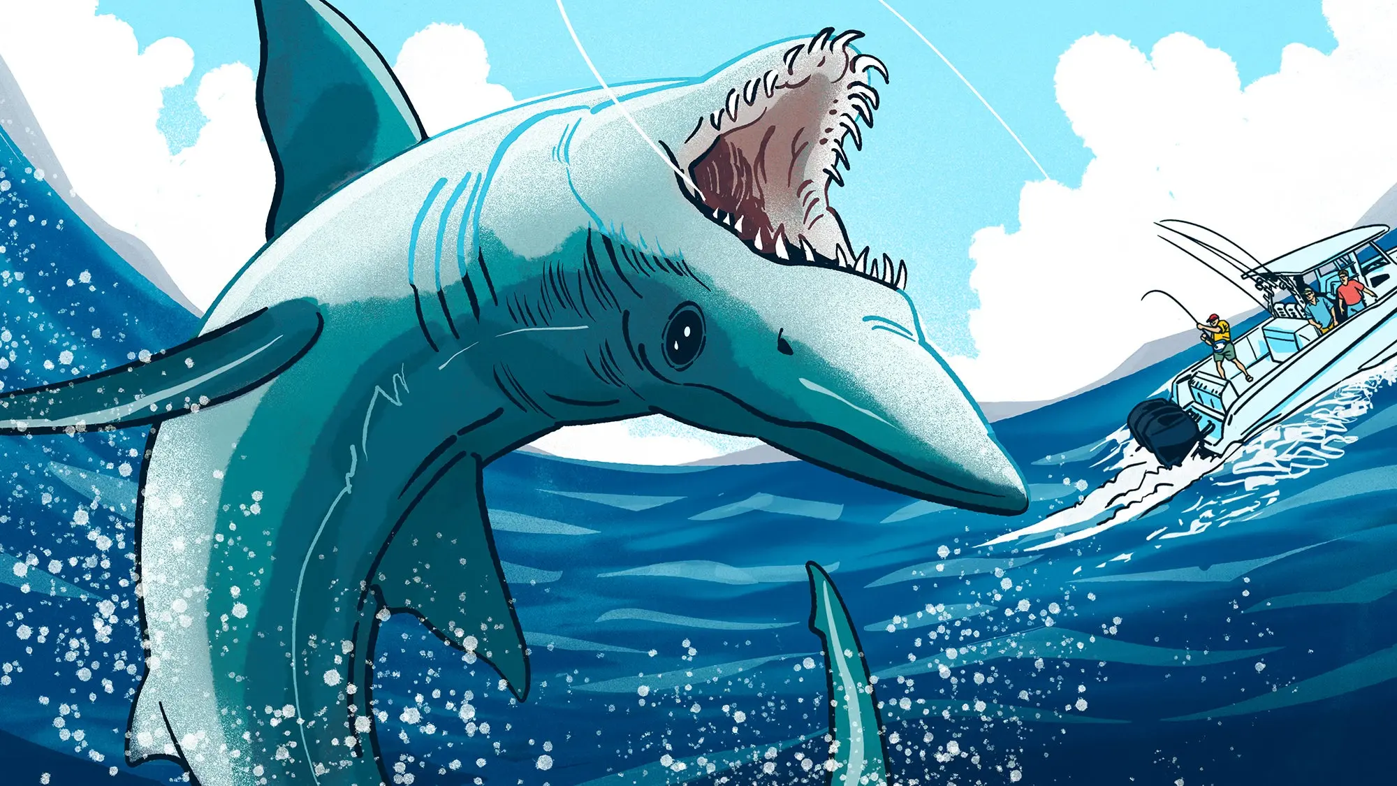 illustration of leaping shark