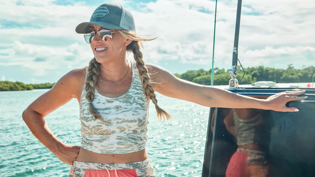 Nicole Combs wearing Columbia PFG line in Florida Keys