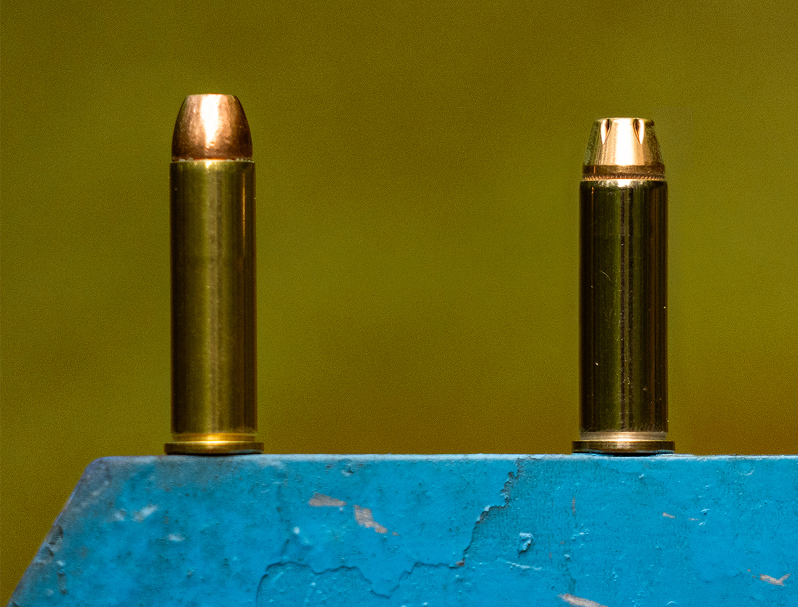 357 Magnum vs 38 Special rounds on a steel target. 