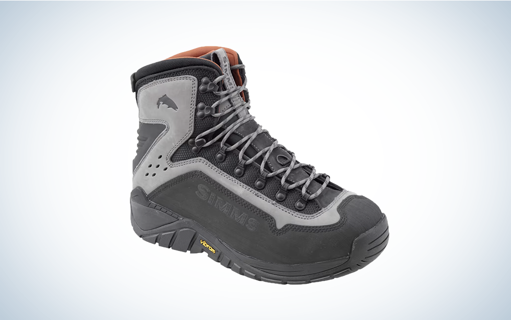 Simms G3 boot on blue and white background