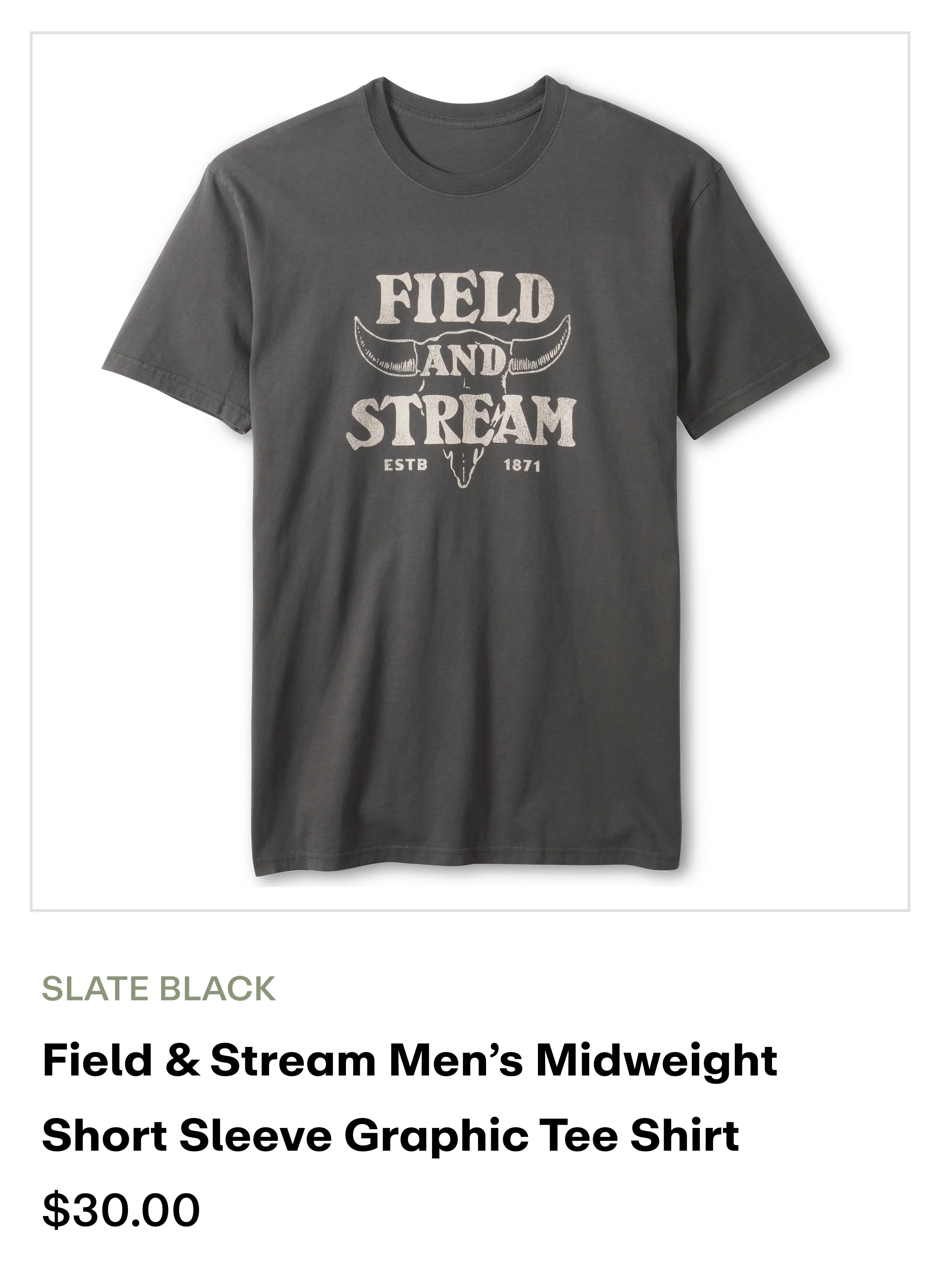 Field & Stream Men's Short Sleeve Graphic Tee Shirt - Slate Black
