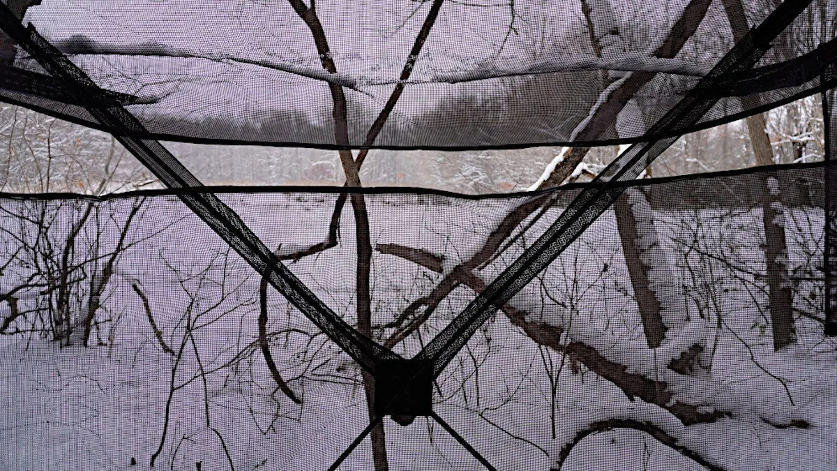 Looking through see-through mesh of Muddy Prevue 2 Ground Blind