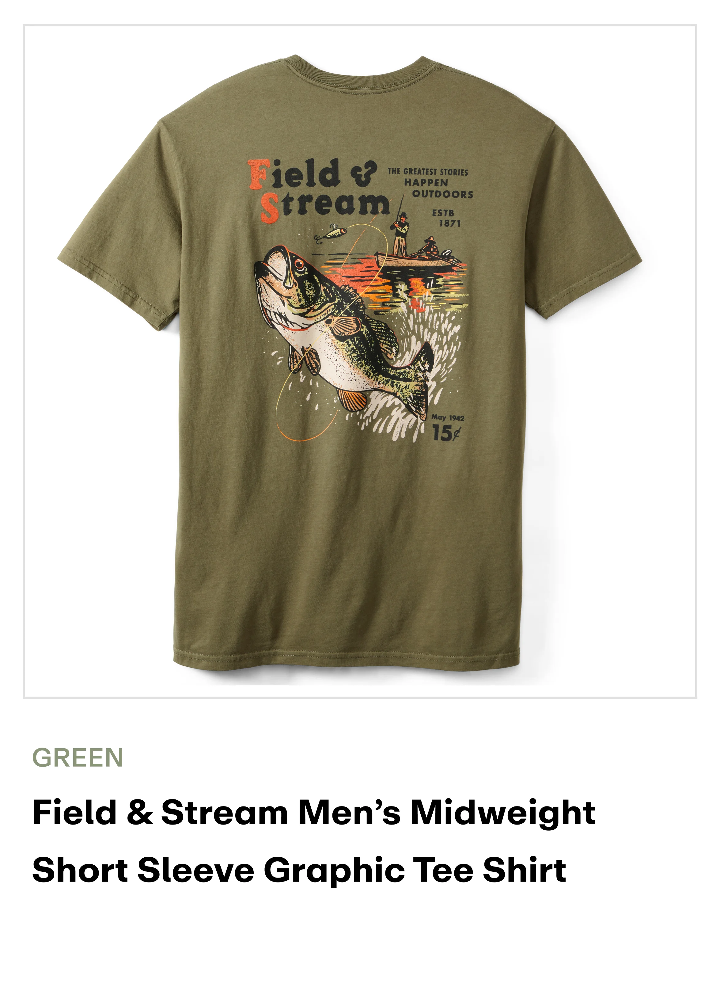 Field & Stream Men's Short Sleeve Graphic Tee Shirt - Green