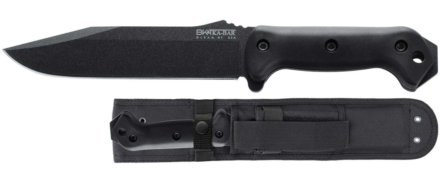 Ka-Bar BK7 combat utility knife on a white background.