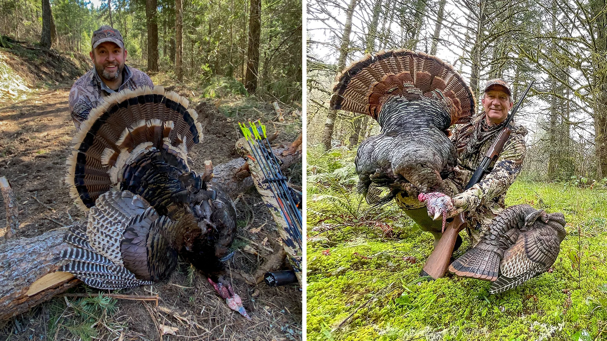 Turkey hunters Garry Greenwalt and Scott Haugen show off a pair of spring gobblers. 