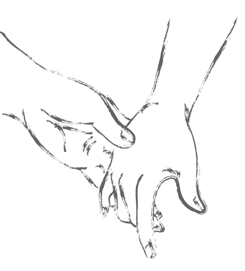 Lijntekening van twee in elkaar gevouwen handen