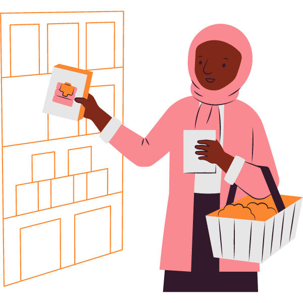 Woman Shopping and Holding a Carton