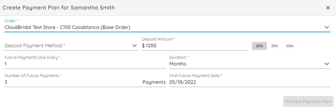 Payment Plan Form