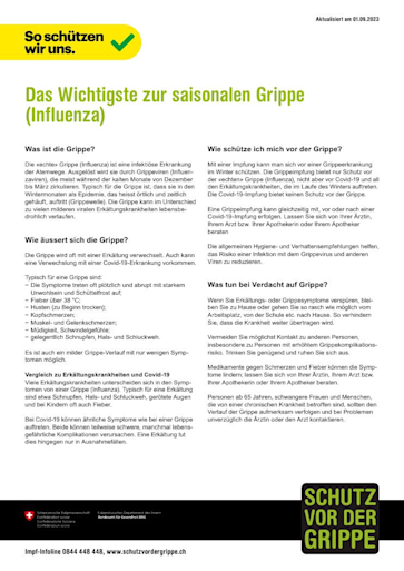 Titelbild_Schutz vor der Grippe: Set der BAG-Merkblätter in 11 Sprachen