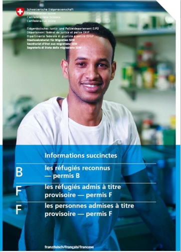 Titelbild  Informationsbroschüre des SEM für Flüchtlinge und vorläufig Aufgenommene französisch