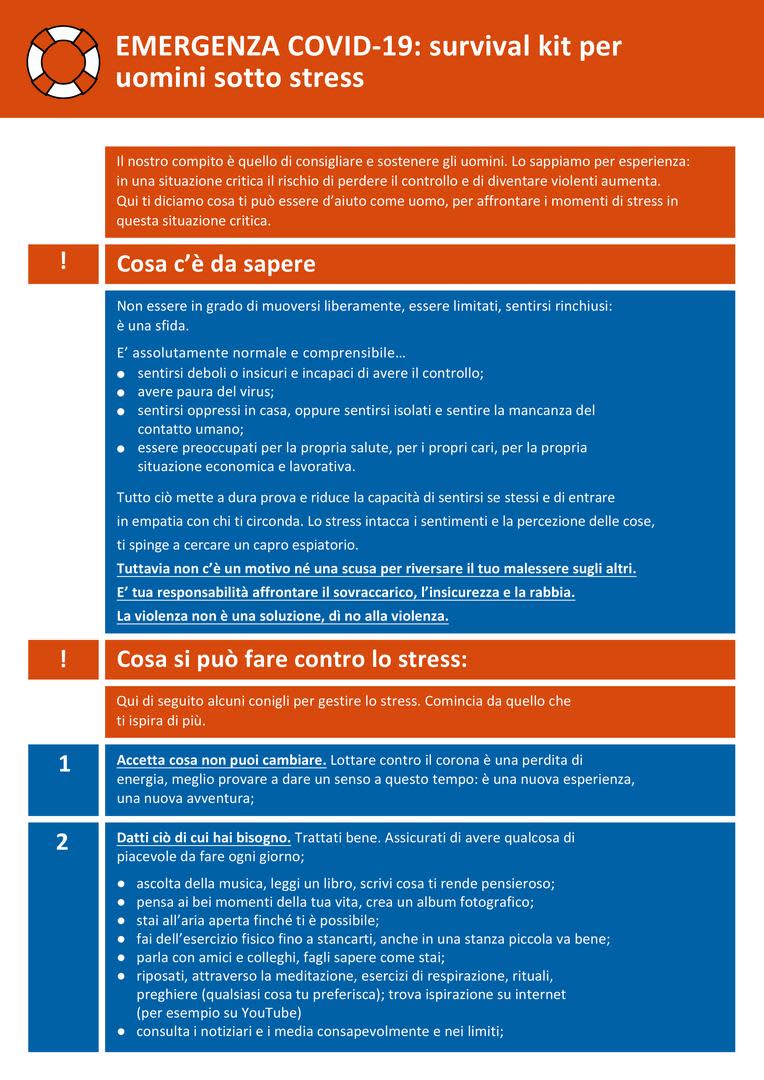 EMERGENZA COVID-19: survival kit per uomini sotto stress