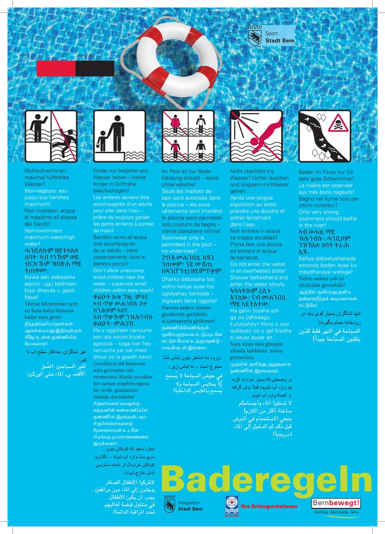 Titelbild Baderegeln (Stadt Bern) mehrsprachig