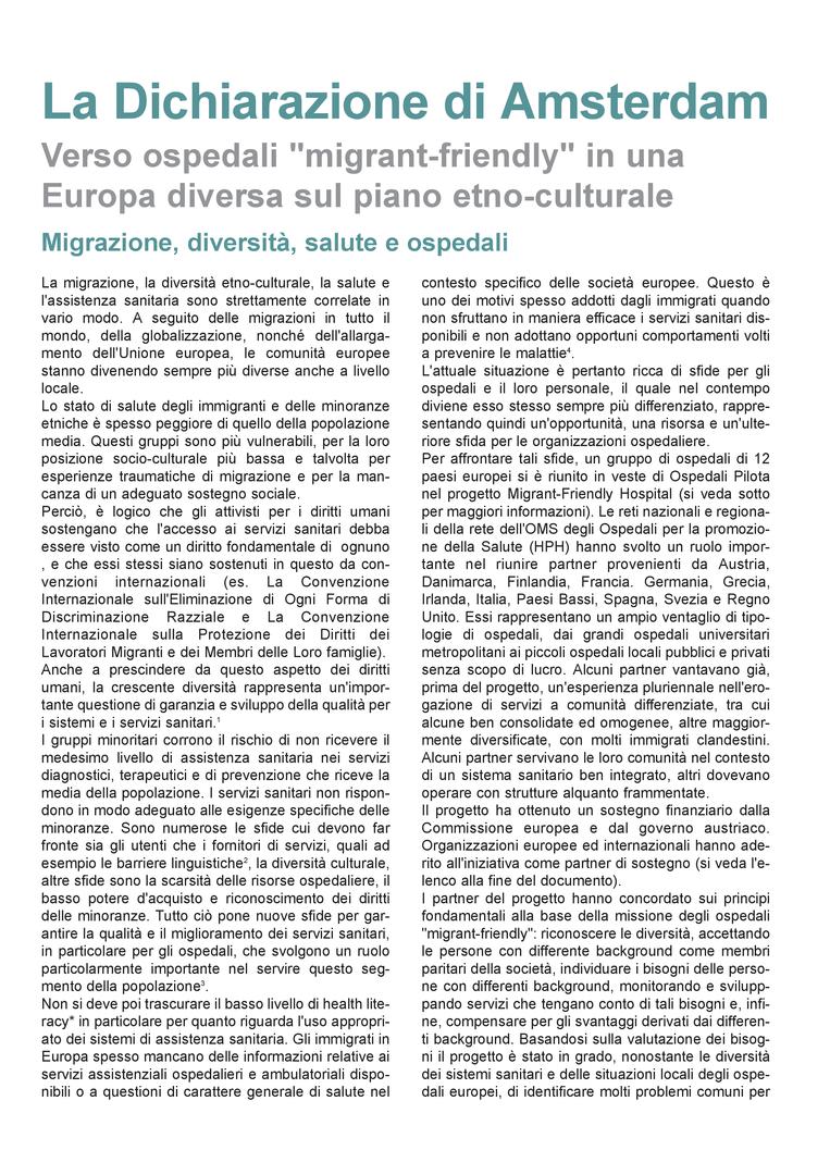 Titelbild mfh amsterdam declaration italienisch