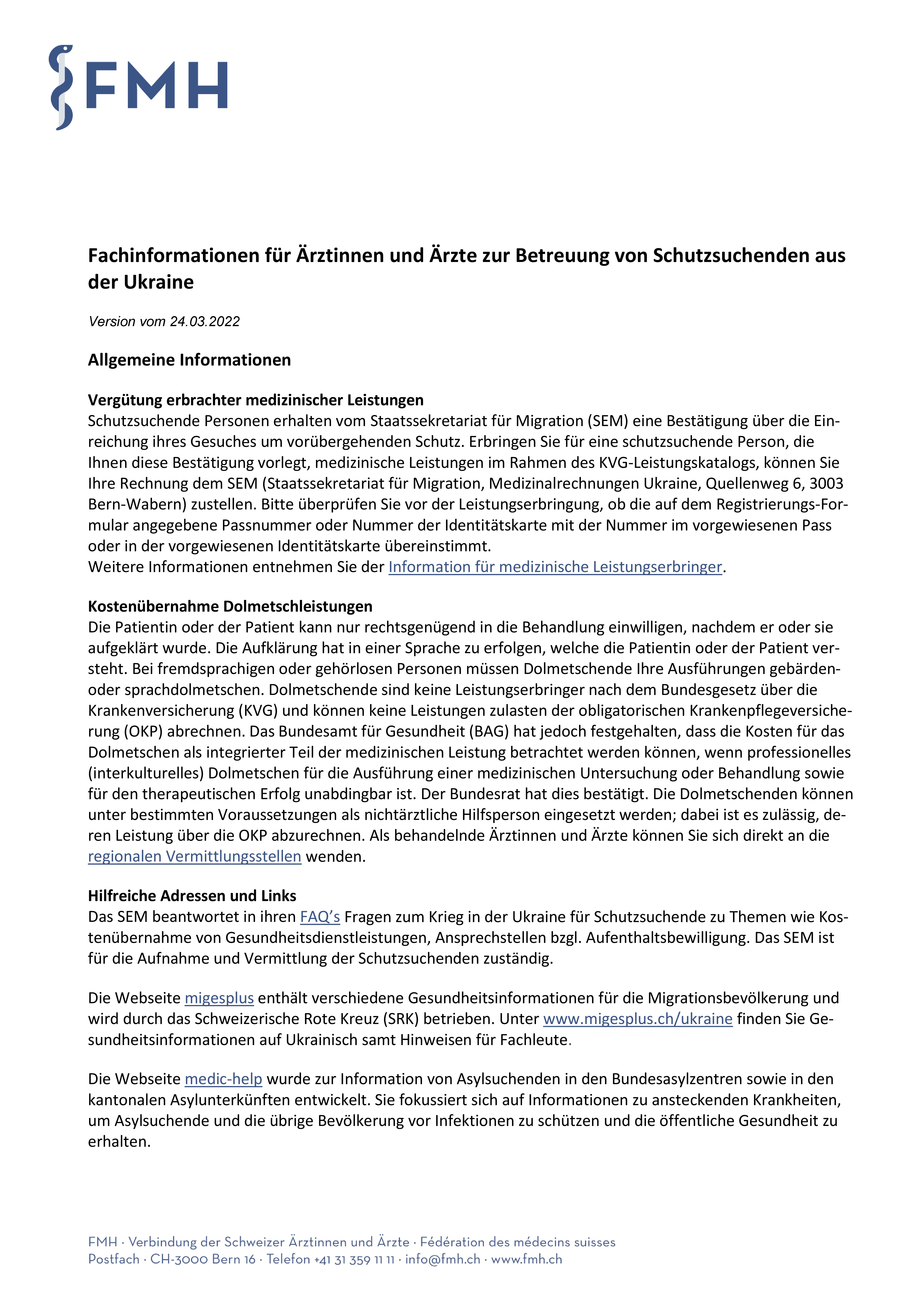 Titelbild Fachinformationen Schutzsuchende Ukraine