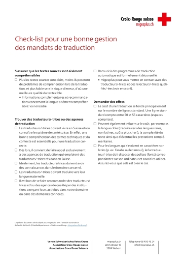 Titelbild Checkliste zum Ablauf von Übersetzungsaufträgen FR
