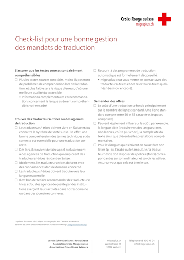 Titelbild Checkliste zum Ablauf von Übersetzungsaufträgen FR