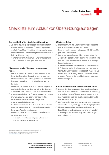 Titelbild Checkliste zum Ablauf von Übersetzungsaufträgen