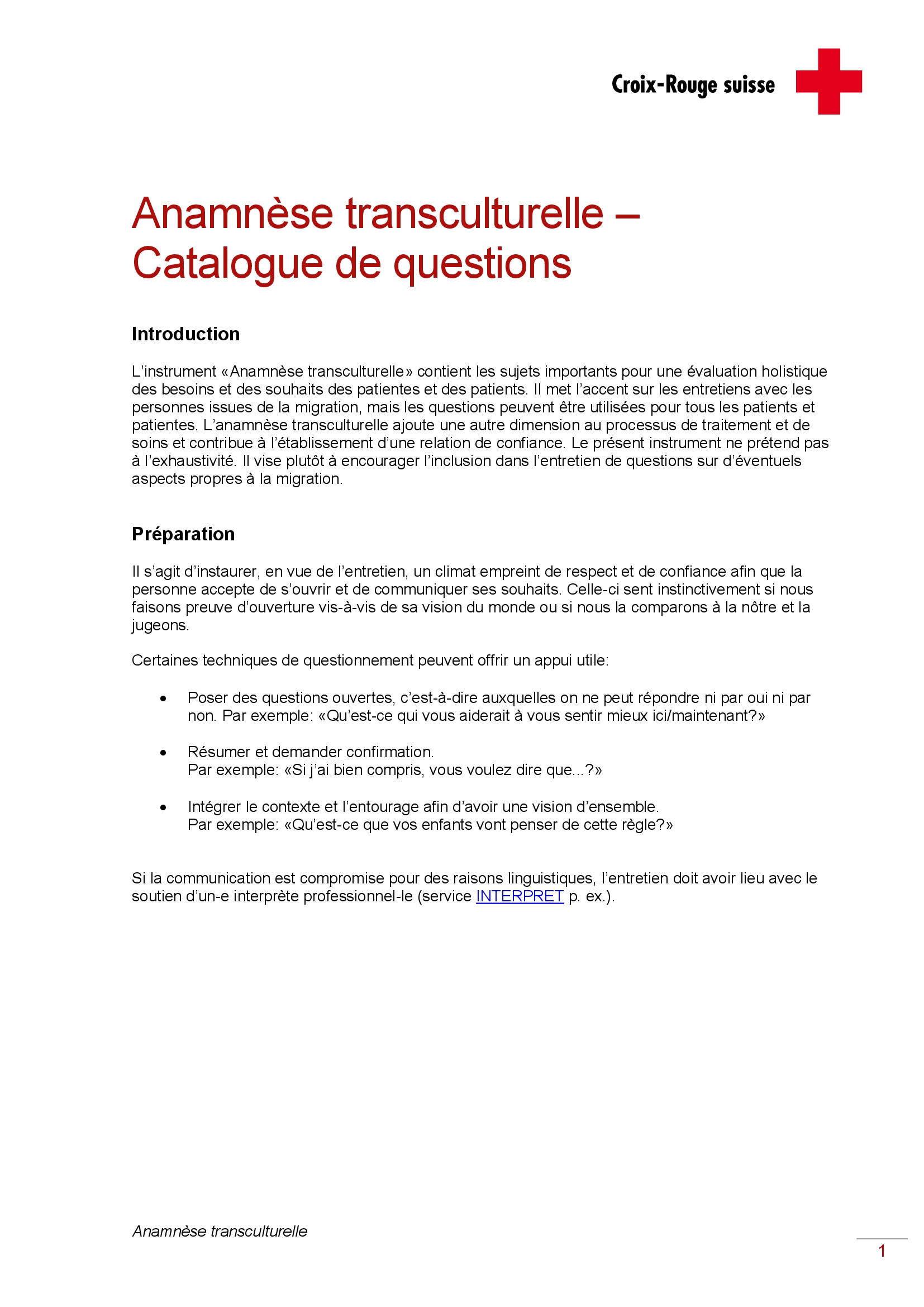 Titelbild Transkulturelle Anamnese FR