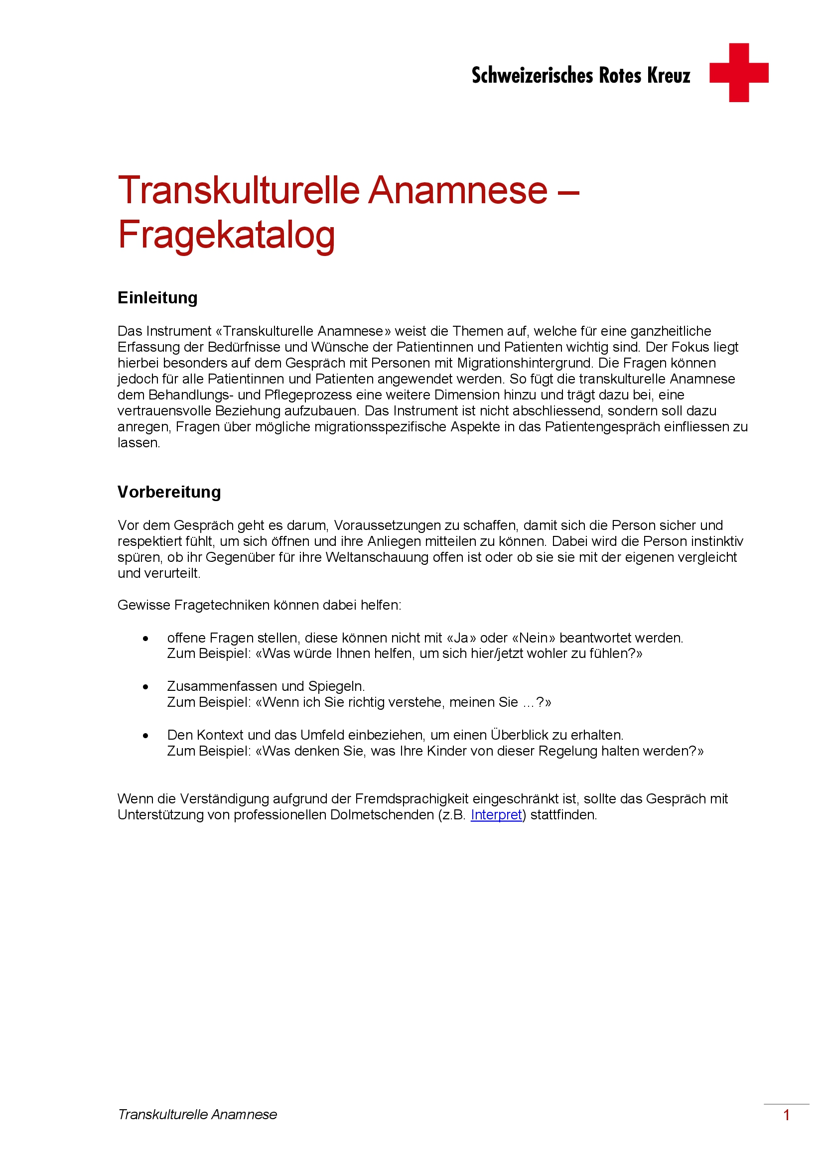 Titelbild Transkulturelle Anamnese DE