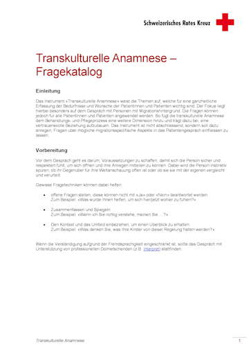 Titelbild Transkulturelle Anamnese DE